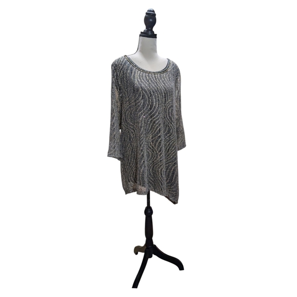 JM Collection Tops - JM Collection Metallic Silver Tunic